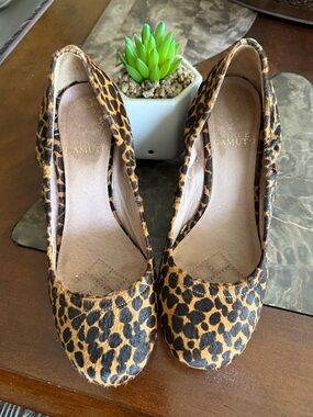 Vince Camuto Leopard-Print Round-Toe Pumps in Brown and Black